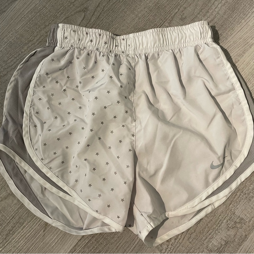 Nike White and Gray Star Print Dri-Fit Athletic Shorts
